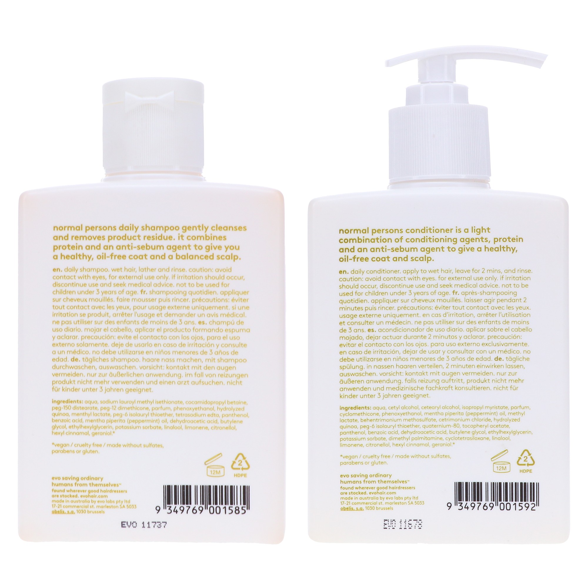 EVO Normal Persons Daily Shampoo 10.1 oz & Normal Persons Daily Conditioner 10.14 oz Combo Pack
