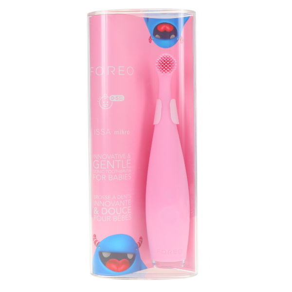 FOREO Issa Mikro Rechargeable Baby Electric Toothbrush with Soft Silicone Bristles, Pearl Pink