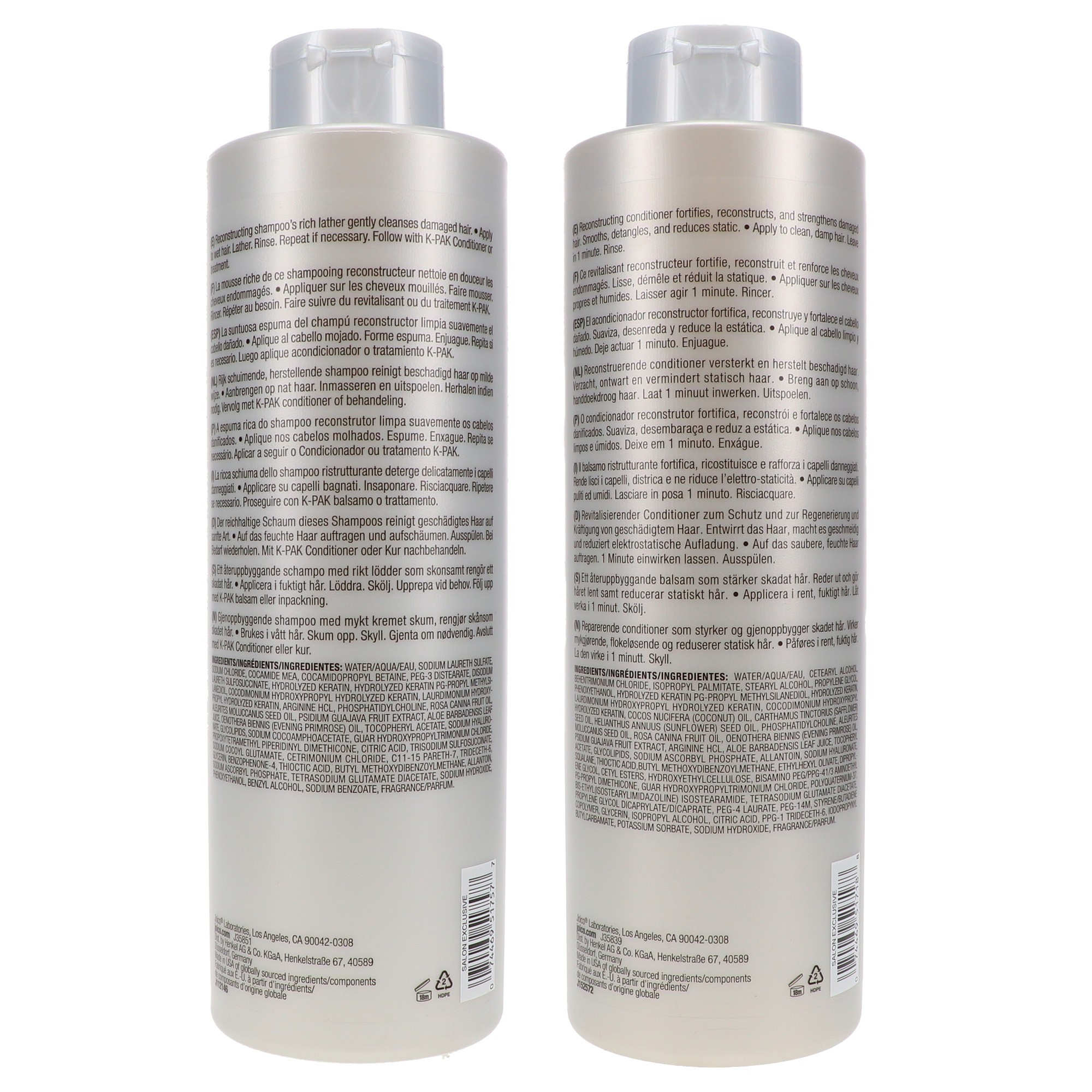 Joico K-Pak Reconstruct Shampoo 33.8 oz & Reconstruct Conditioner 33.8 oz Combo Pack