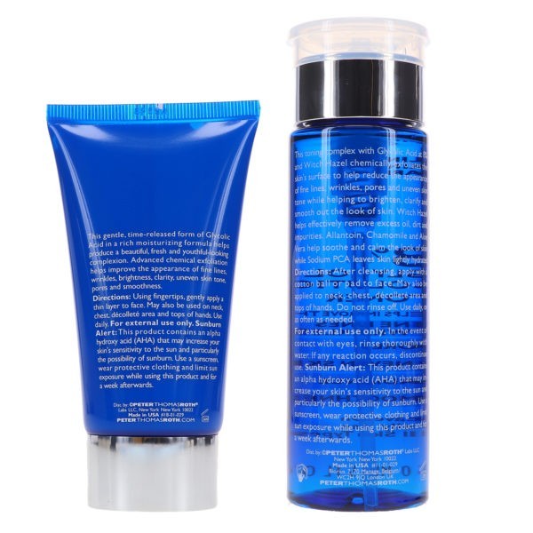 Peter Thomas Roth Glycolic Acid Moisturizer 2.2 oz & 8% Glycolic Solutions Toner 5 oz Combo Pack