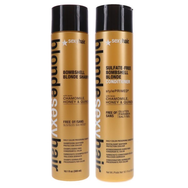 Sexy Hair Blonde Sexy Hair Sulfate-Free Bombshell Blonde Shampoo 10.1 oz & Blonde Bombshell Blonde Sulfate Free Daily Conditioner 10.1 oz Combo Pack