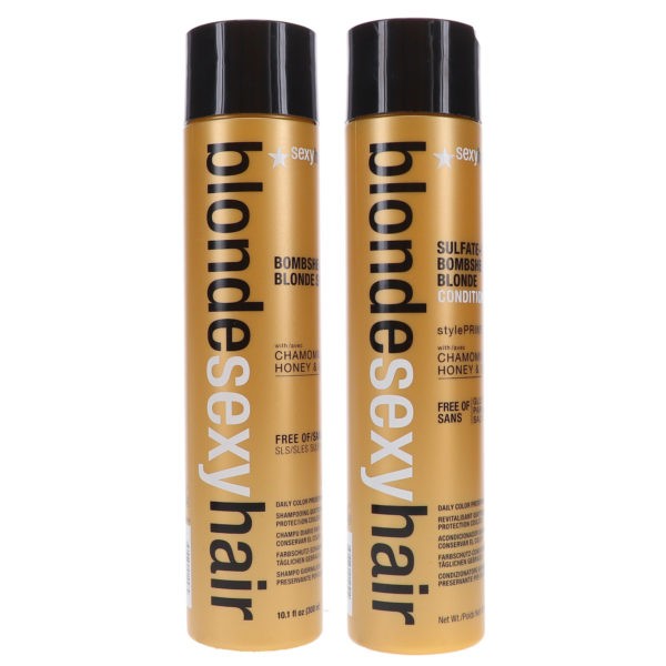 Sexy Hair Blonde Sexy Hair Sulfate-Free Bombshell Blonde Shampoo 10.1 oz & Blonde Bombshell Blonde Sulfate Free Daily Conditioner 10.1 oz Combo Pack