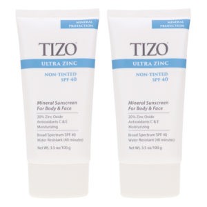 TiZO Zinc Body and Face Sunscreen SPF 40 Non-Tinted with Antioxidants C & E 3.5 oz 2 Pack