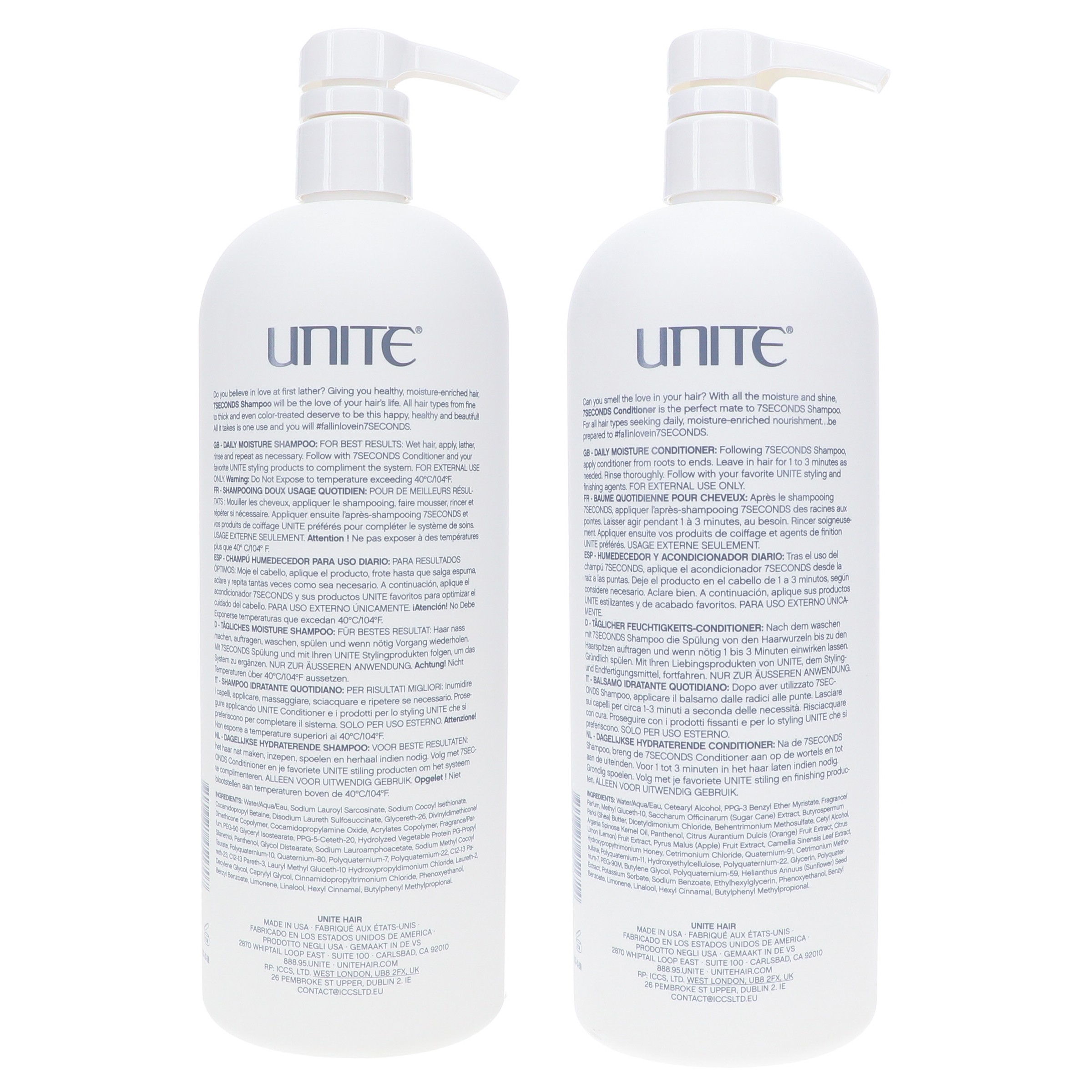 UNITE Hair 7 Seconds Shampoo 33.8 oz & 7 Seconds Conditioner 33.8 oz Combo Pack