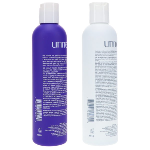 UNITE Hair Blonda Shampoo Tone Brighten 8 oz & Blonda Condition Toning 8 oz Combo Pack