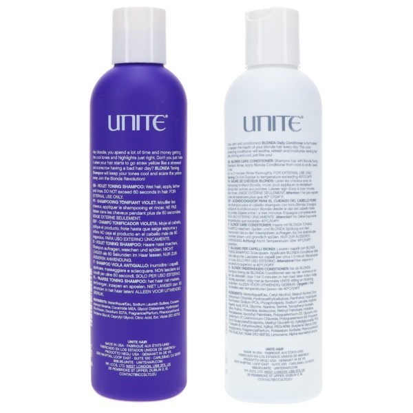 UNITE Hair Blonda Shampoo Tone Brighten 8 oz & Blonda Condition Toning 8 oz Combo Pack