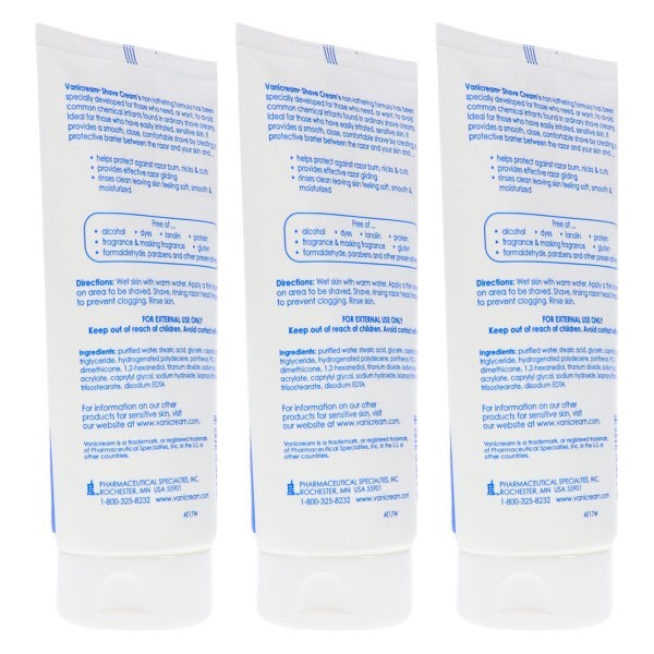 Vanicream Shave Cream For Sensitive Skin 6 oz 3 Pack