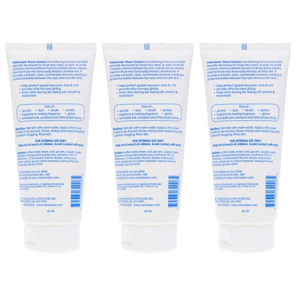 Vanicream Shave Cream For Sensitive Skin 6 oz 3 Pack