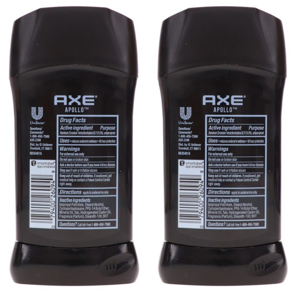 Axe Apollo Antiperspirant 2.7 oz 2 Pack