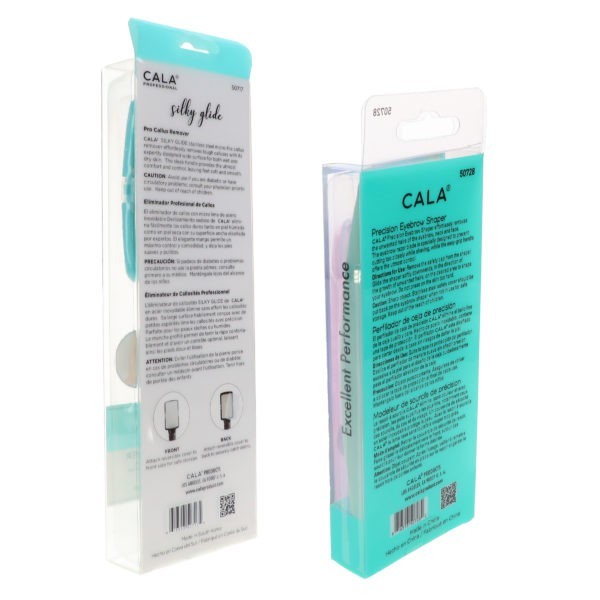 CALA Precision Eyebrow Shaper 3 pc & Silky Glide Pro Callus Remover Aqua Combo Pack