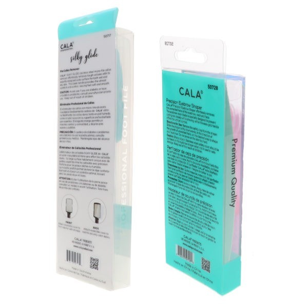 CALA Precision Eyebrow Shaper 3 pc & Silky Glide Pro Callus Remover Aqua Combo Pack