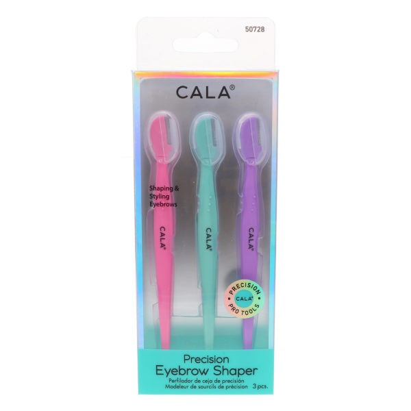 CALA Precision Eyebrow Shaper 3 pc & Silky Glide Pro Callus Remover Pink Combo Pack