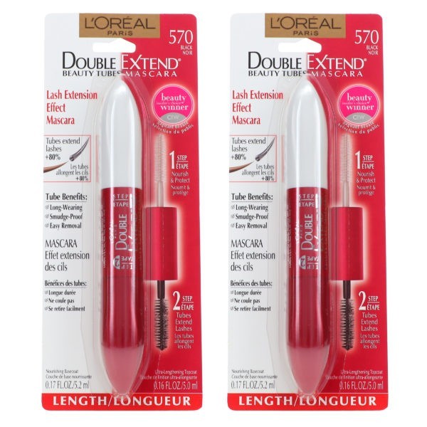 L'Oreal Paris Double Extend Lash Extension Effect Mascara 0.16 oz 2 Pack