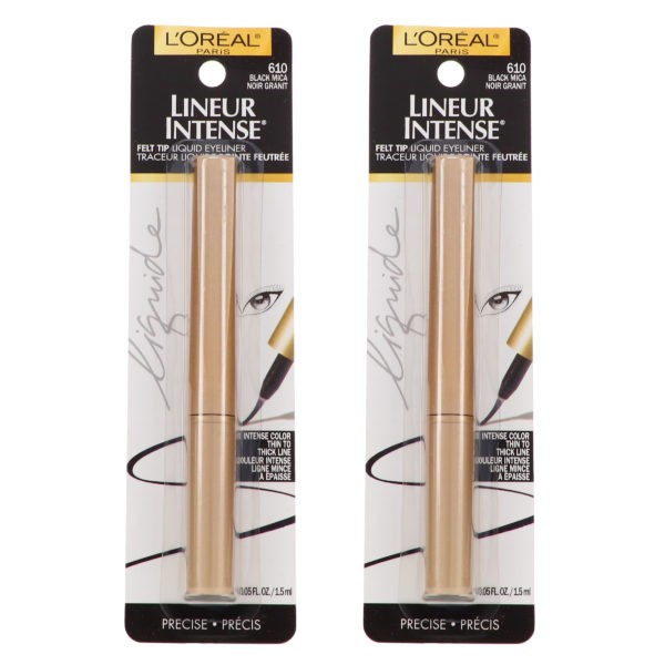 L'Oreal Paris Lineur Intense Felt Tip Liquid Eyeliner Black Mica 0.05 oz 2 Pack