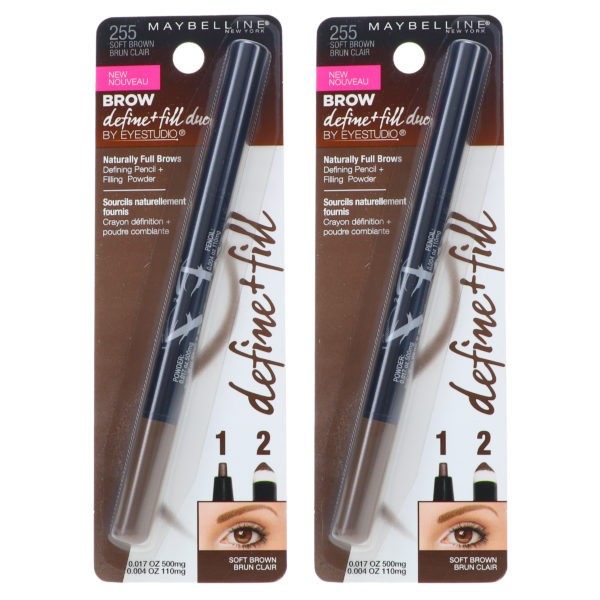 Maybelline New York Brow Define & Fill Duo Soft Brown 0.17 oz 2 Pack