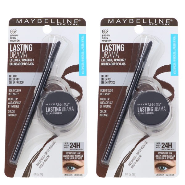 Maybelline New York Eye Studio Lasting Drama Gel Eyeliner Brown  0.11 oz 2 Pack