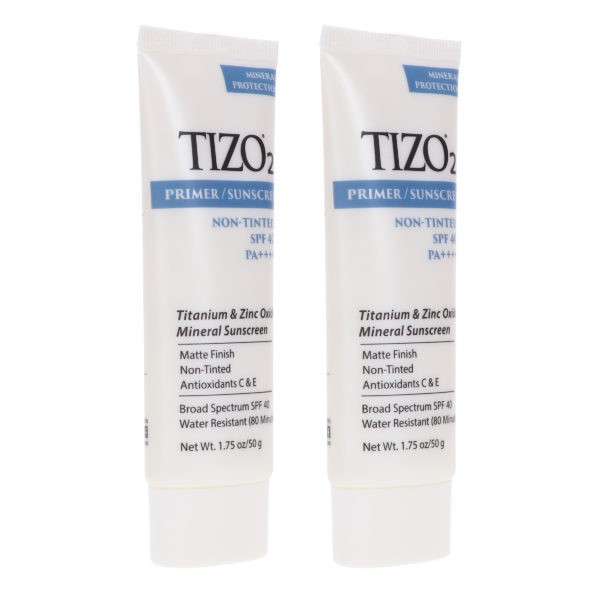 TIZO 2 Facial Mineral Primer/Sunscreen SPF 40 Water Resistant 1.75 oz 2 Pack
