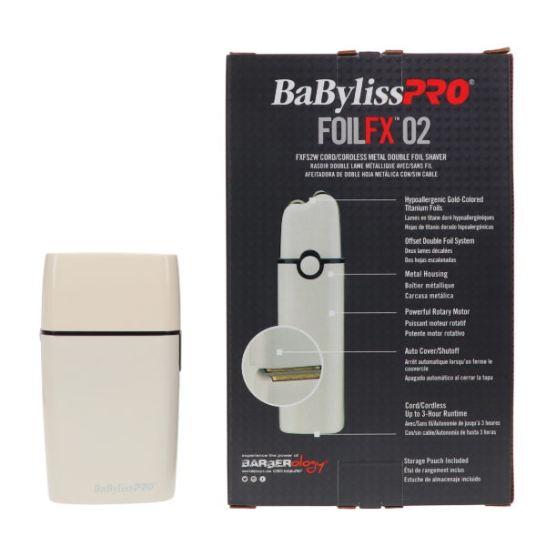 BaBylissPRO Cordless White Metal Double Foil Shaver