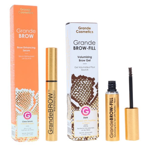 GrandeLash Grandebrow Enhancing Serum 0.1 oz & Grande Browfill Dark 0.14 oz Combo Pack