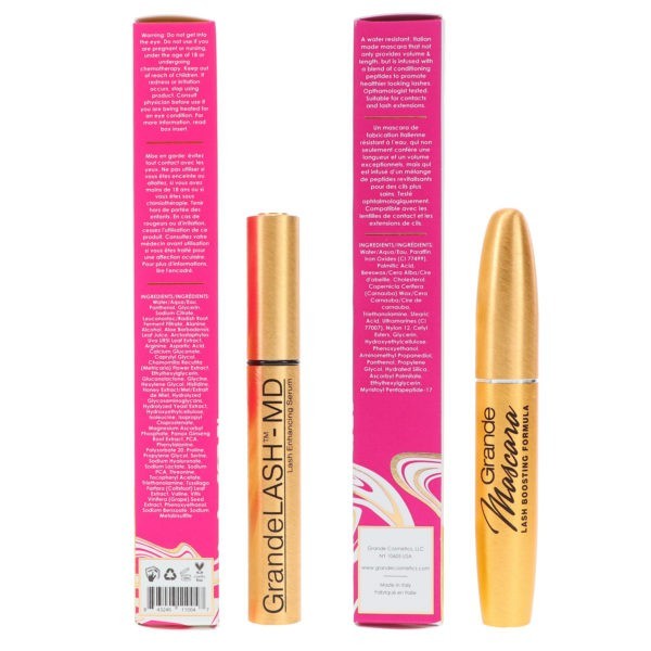 GrandeLash MD Eyelash Enhancing Formula 4ml (6 Month Supply) & GrandeMascara Conditioning Peptide Mascara Black 0.21 oz Combo Pack