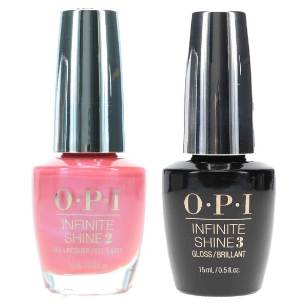 OPI Infinite Shine Not So Bora-Bora-ing Pink 0.5 oz & Infinite Shine Top Coat Prostay Gloss 0.5 oz Combo Pack