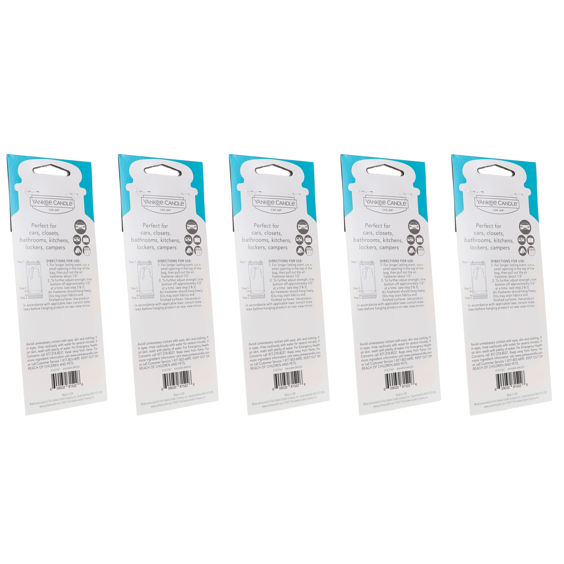 Yankee Candle Car Jar Singles Bahama Breeze 5 Pack