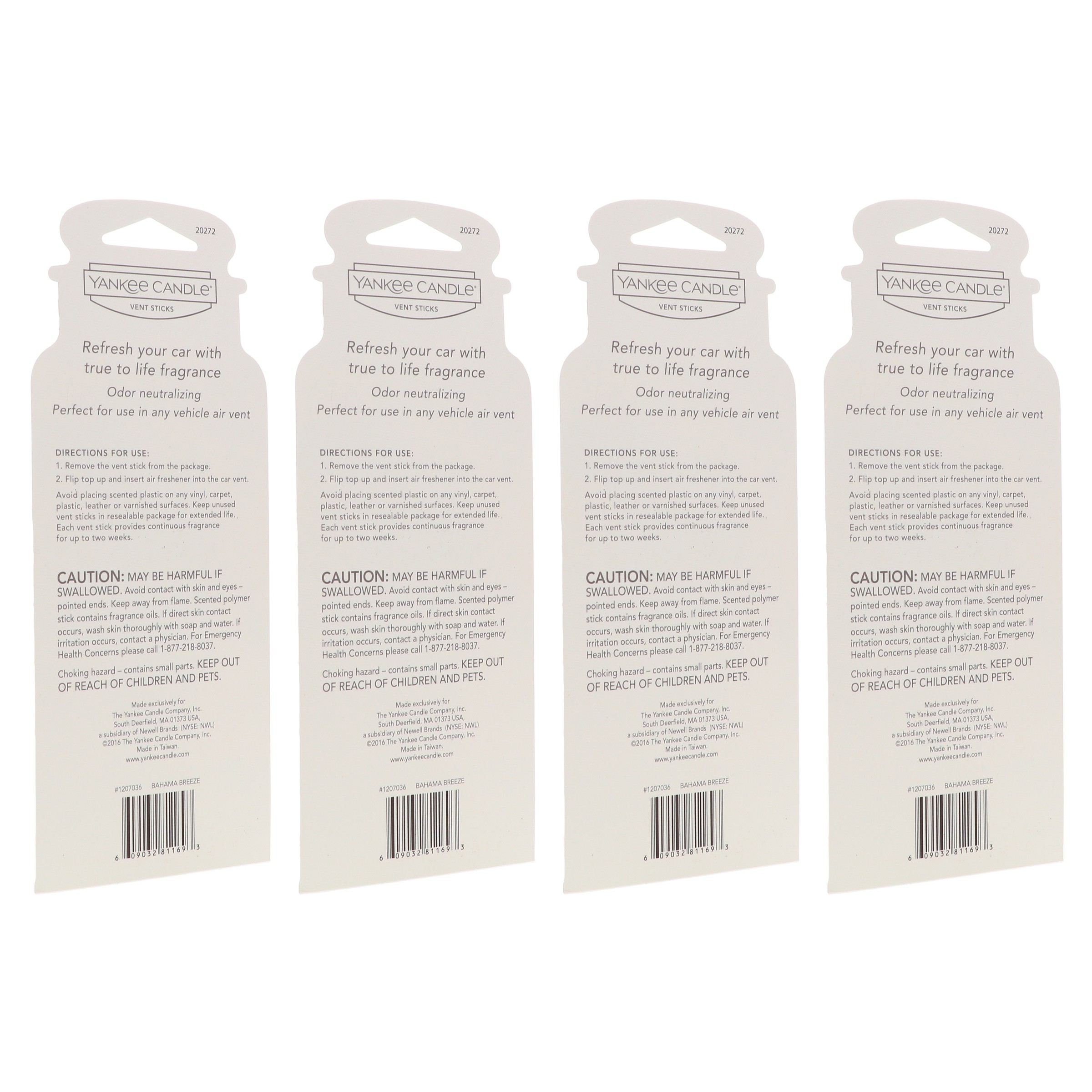 Yankee Candle Vent Sticks Bahama Breeze 4 Pack