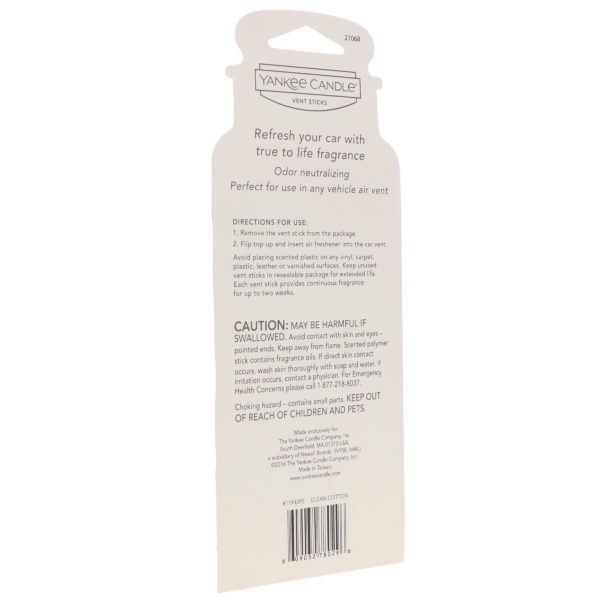 Yankee Candle Vent Sticks Clean Cotton