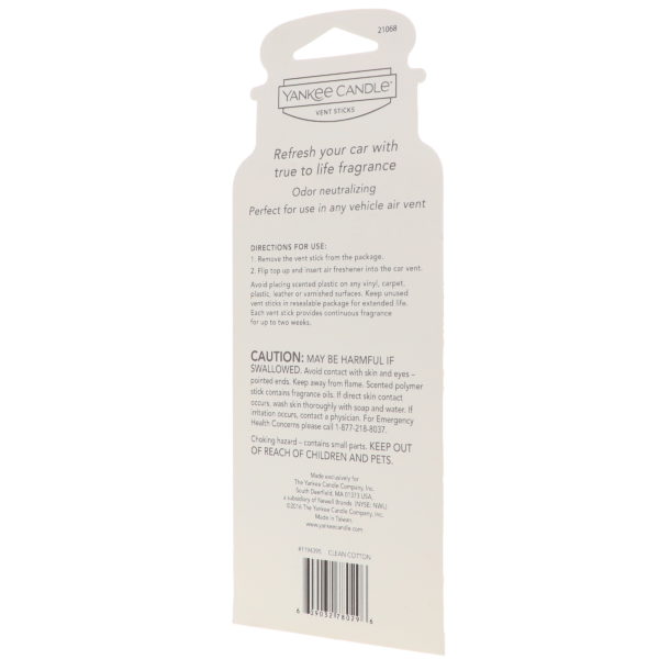 Yankee Candle Vent Sticks Clean Cotton