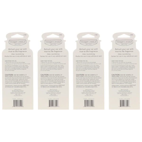 Yankee Candle Vent Sticks Clean Cotton 4 Pack