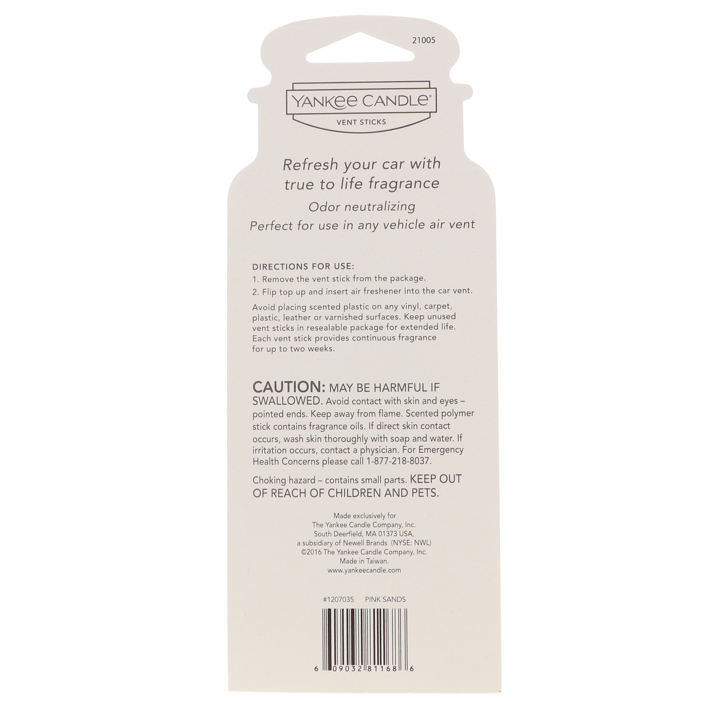 Yankee Candle Vent Stick Air Freshener - Pink Sands CASE PACK 6