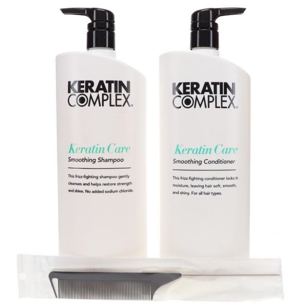 Keratin Complex Keratin Care Shampoo 33.8 oz & Keratin Care Conditioner 33.8 oz Combo Pack with Comb