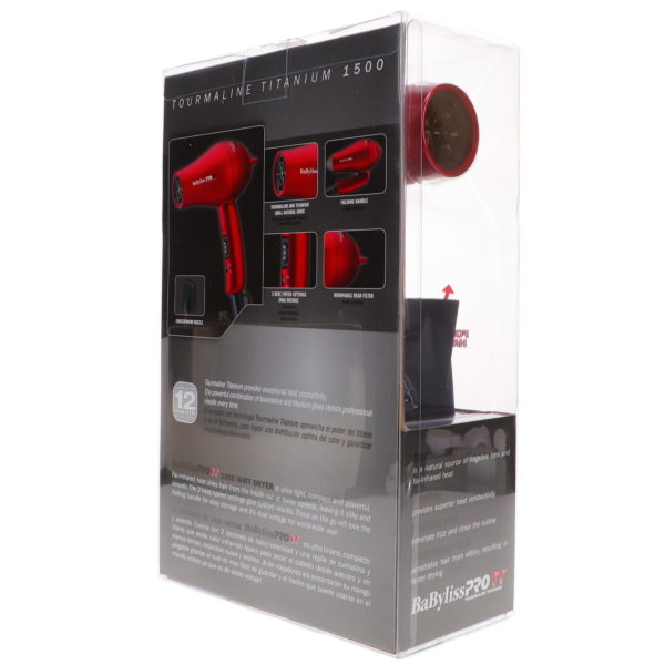 BaBylissPRO TT Tourmaline Titanium Travel Dryer Red