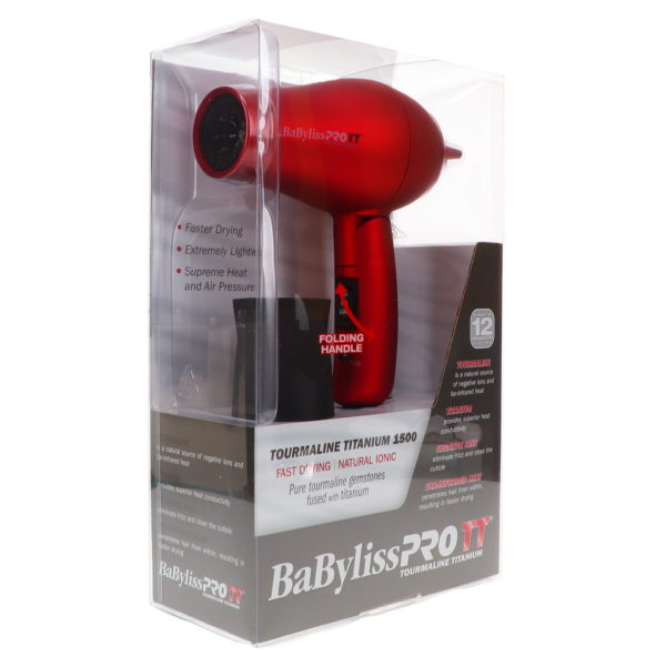 BaBylissPRO TT Tourmaline Titanium Travel Dryer Red