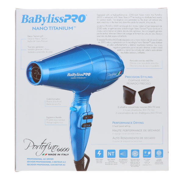 BaBylissPRO Nano Titanium Portofino Dryer Blue