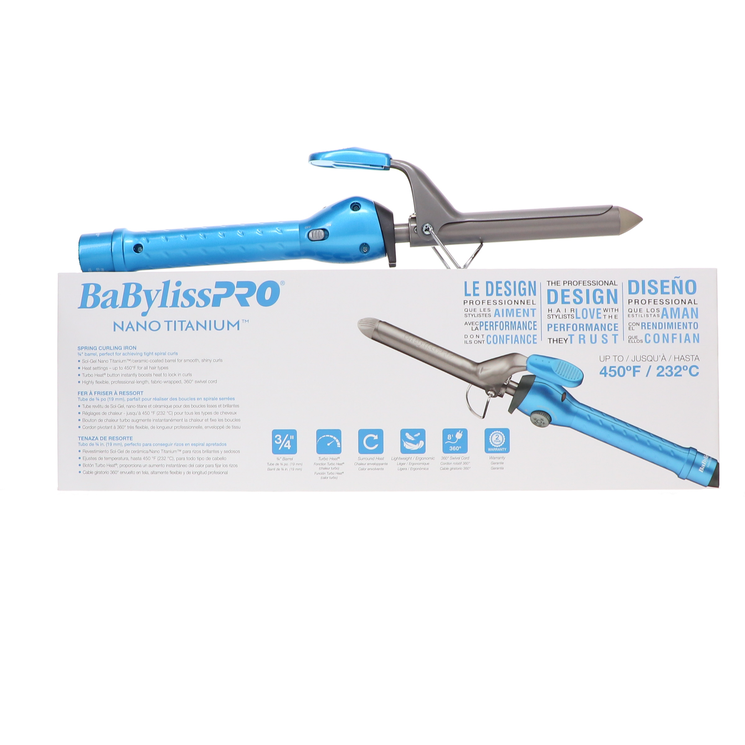 BaBylissPRO Nano Titanium ¾" Spring Curling Iron
