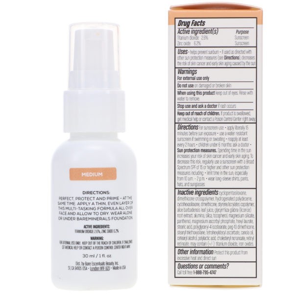 bareMinerals Prime Time BB Primer-Cream Daily Defense Broad Spectrum SPF 30 Medium 1 oz