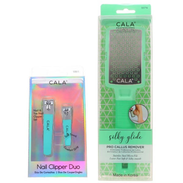 CALA Nail Clipper Duo Mint & Silky Glide Pro Callus Remover Mint Combo Pack