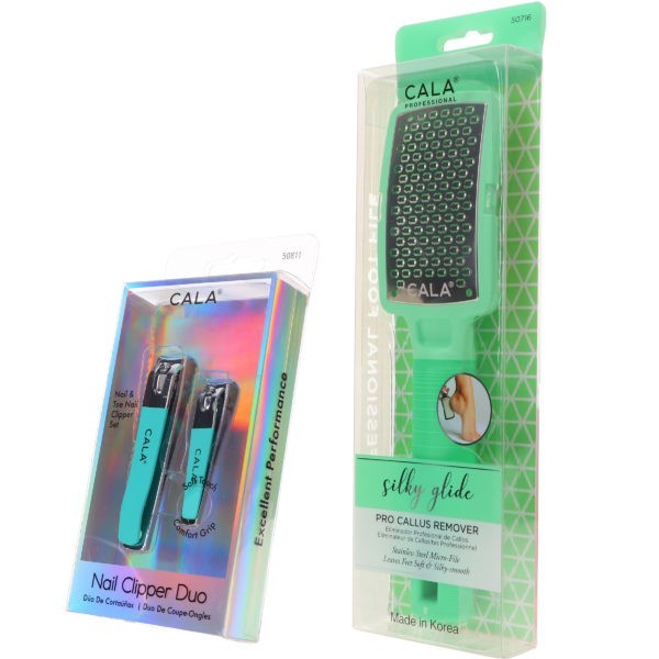 CALA Nail Clipper Duo Mint & Silky Glide Pro Callus Remover Mint Combo Pack