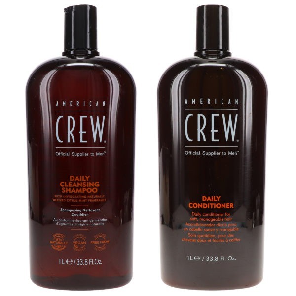 American Crew Daily Cleansing Shampoo 33.8 oz & Daily Conditioner 33.8 oz Combo Pack