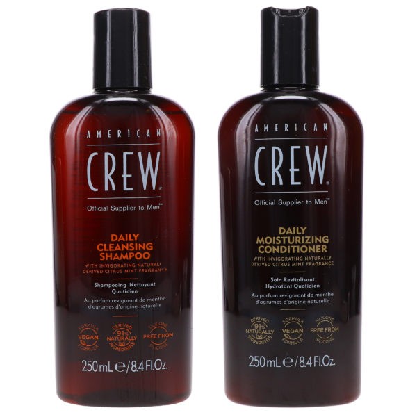 American Crew Daily Cleansing Shampoo 8.4 oz & Daily Moisturizing Conditioner 8.4 oz Combo Pack