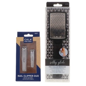 CALA Nail Clipper Duo for Men & Silky Glide Pro Callus Remover Black Combo Pack