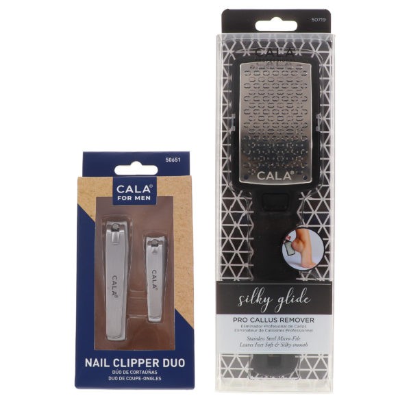 CALA Nail Clipper Duo for Men & Silky Glide Pro Callus Remover Black Combo Pack