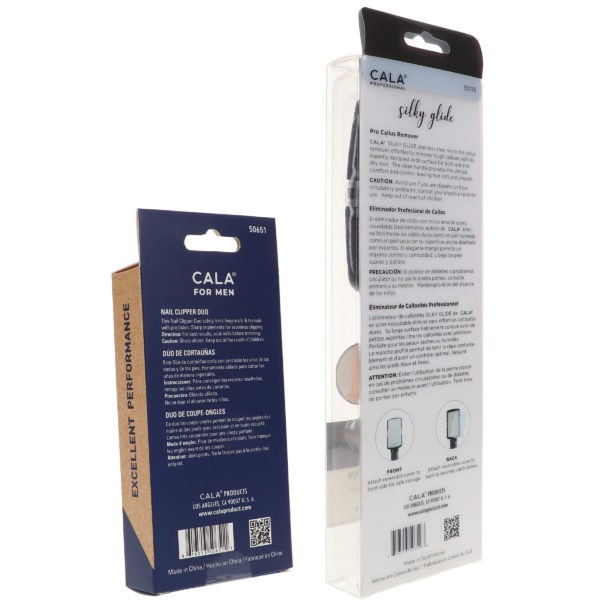 CALA Nail Clipper Duo for Men & Silky Glide Pro Callus Remover Black Combo Pack