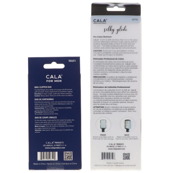 CALA Nail Clipper Duo for Men & Silky Glide Pro Callus Remover Black Combo Pack