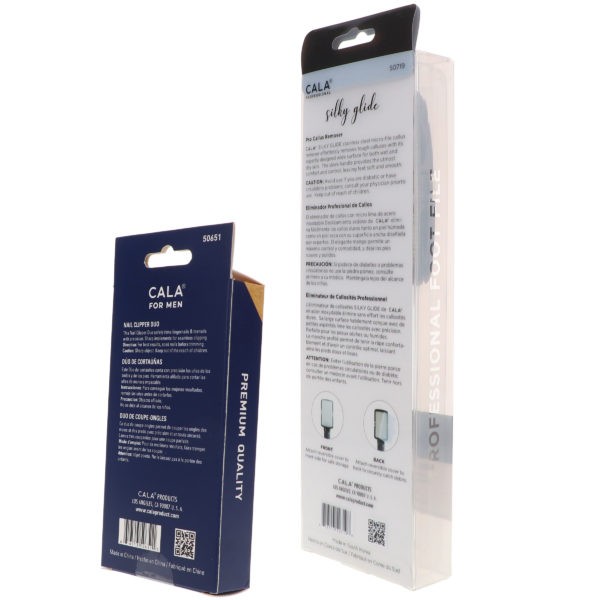 CALA Nail Clipper Duo for Men & Silky Glide Pro Callus Remover Black Combo Pack