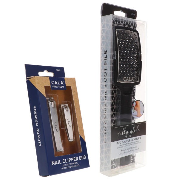 CALA Nail Clipper Duo for Men & Silky Glide Pro Callus Remover Black Combo Pack