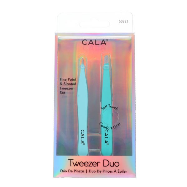 CALA Tweezer Duo Mint & Silicone Travel Bottles Mint Combo Pack