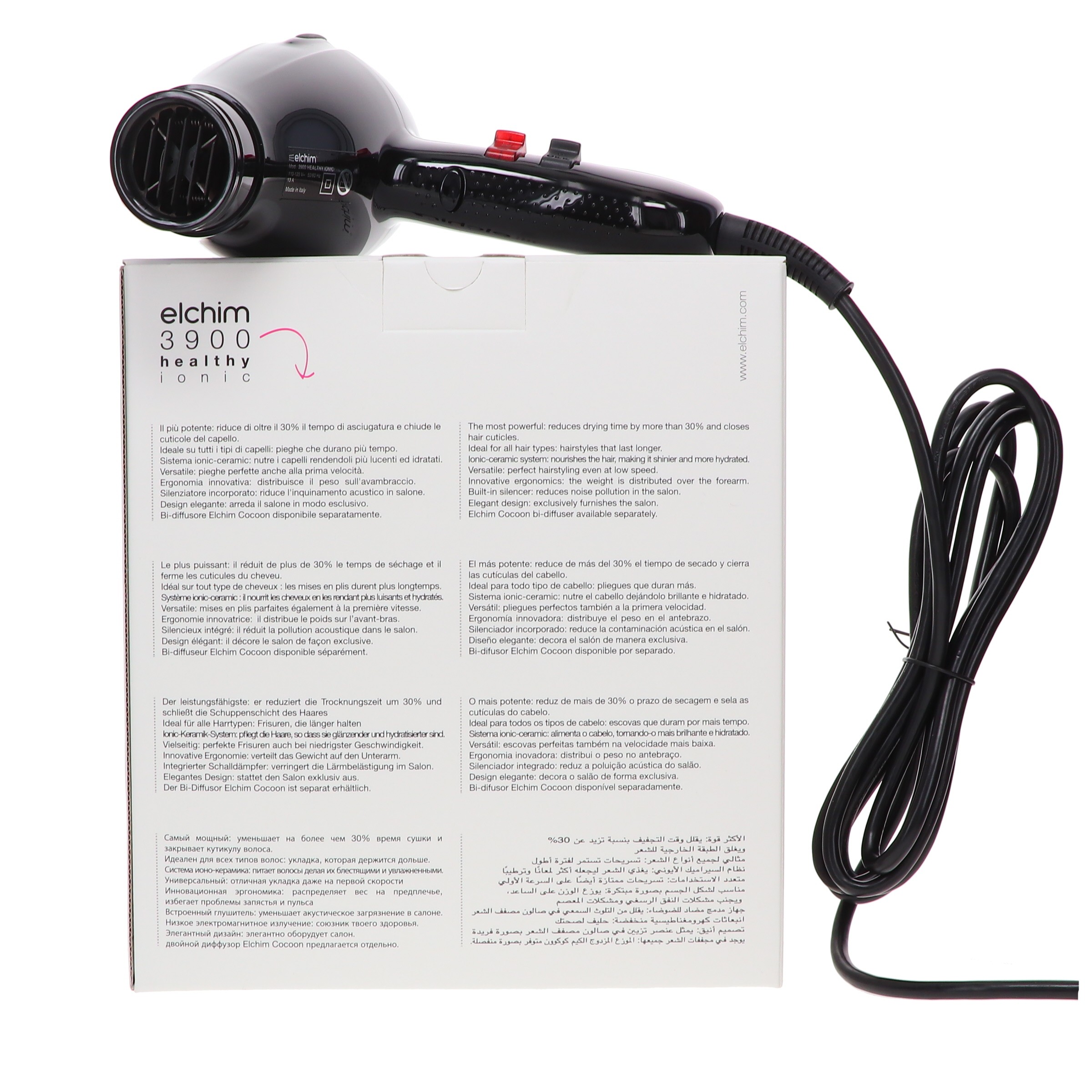 Elchim 3900 Healthy Ionic Hair Dryer Black & Silver
