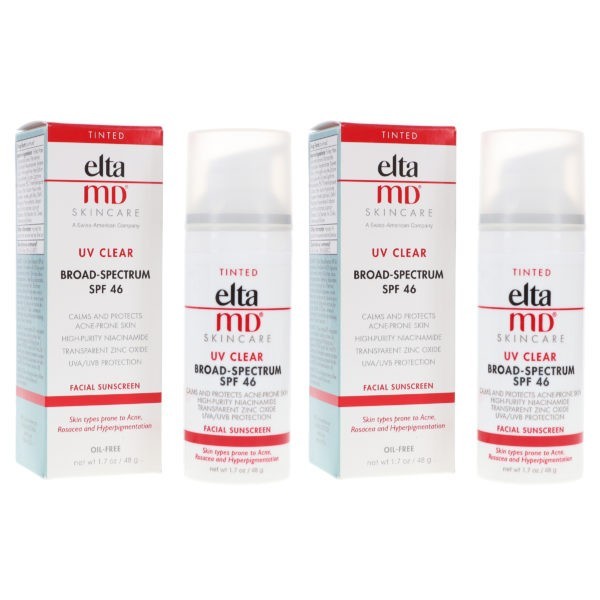 Elta MD UV Clear Tinted SPF 46 Broad Spectrum Facial Sunscreen 1.7 oz 2 Pack